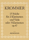 13 Pieces for 2 Clarinets and Viola or 3 Clarinets Op. 47 by Franz Krommer edited by Dieter Kühr