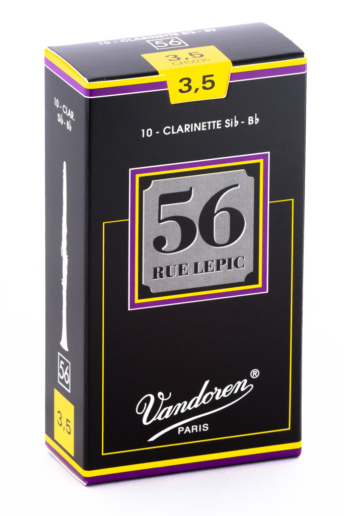 Vandoren 56 Rue Lepic B flat Clarinet Reeds 3.5 strength box of 10