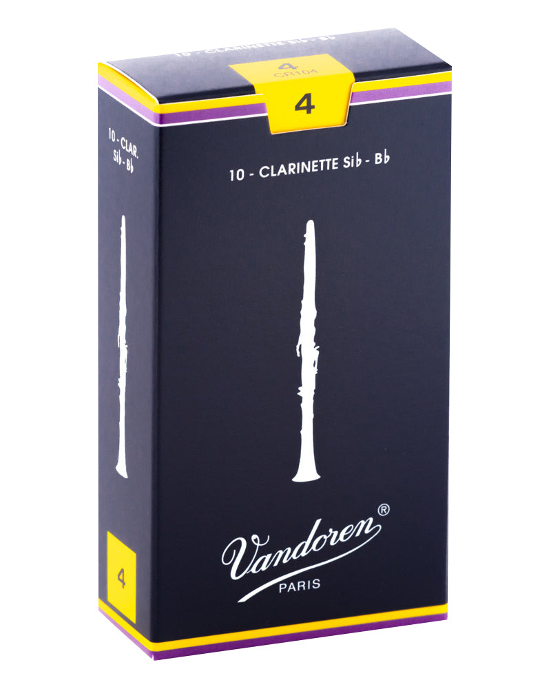 Vandoren Traditional Clarinet Reeds, B flat Cl., 4 strength box of 10