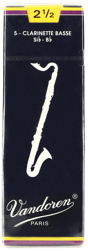 Vandoren Traditional Bass Clarinet Reeds - 2.5 (5-pack)