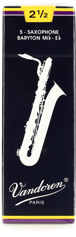 Vandoren SR2425 - Traditional Baritone Saxophone Reeds - 2.5 (5-pack)