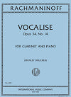 Vocalise Op. 34 No. 14 for Clarinet in A and Piano by Serge Rachmaninoff