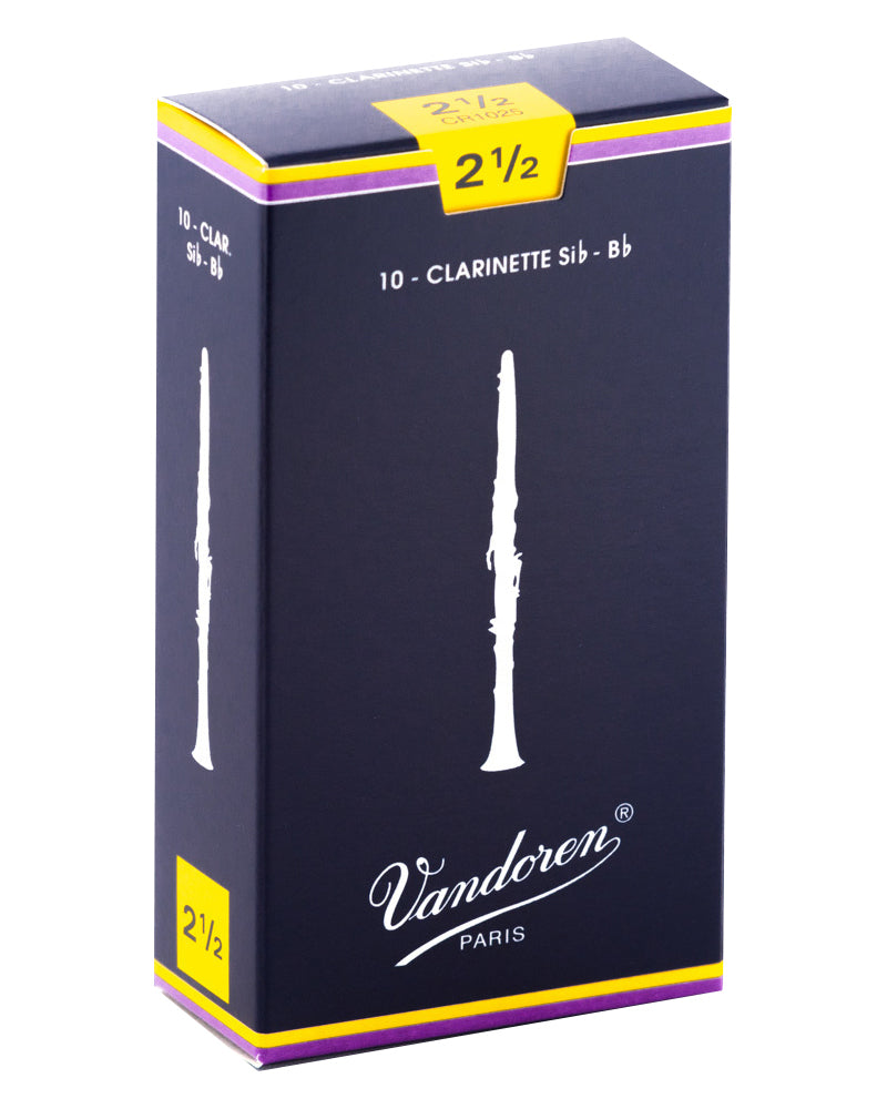 Vandoren Traditional B flat Clarinet Reeds 2.5 strength box of 10