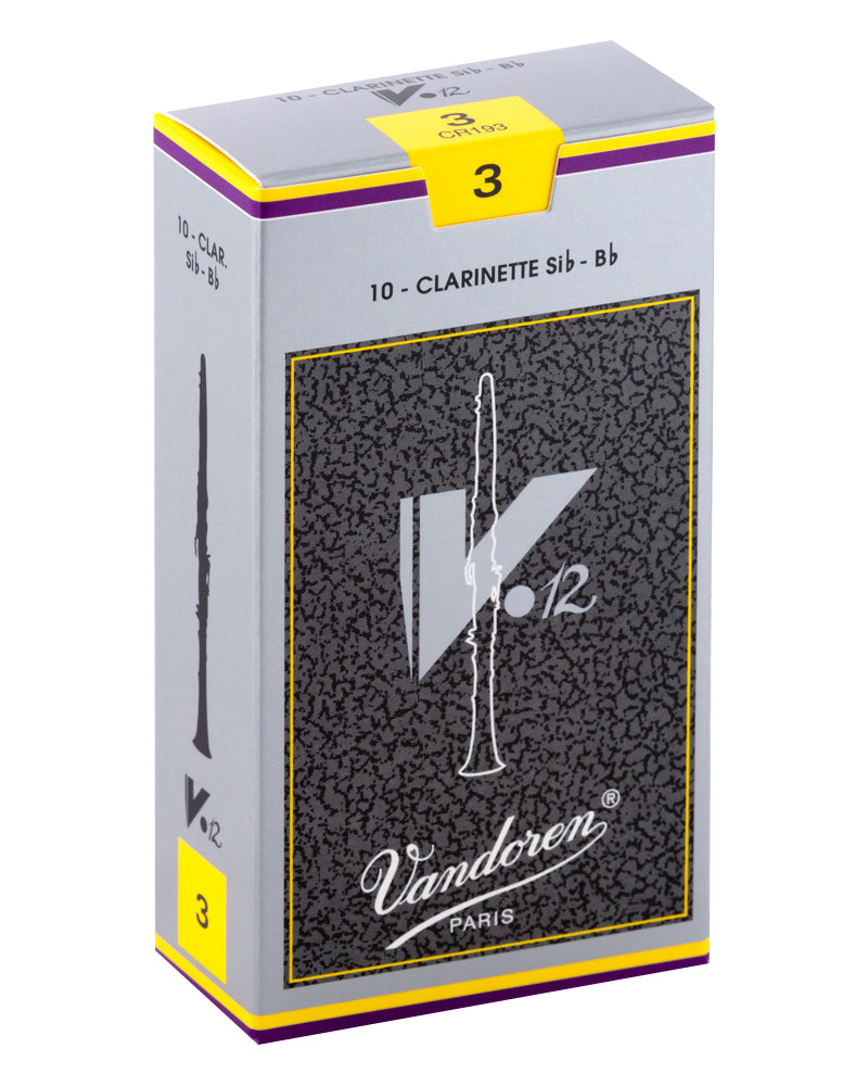 Vandoren V12 B flat Clarinet reeds box of 10; 3 strength