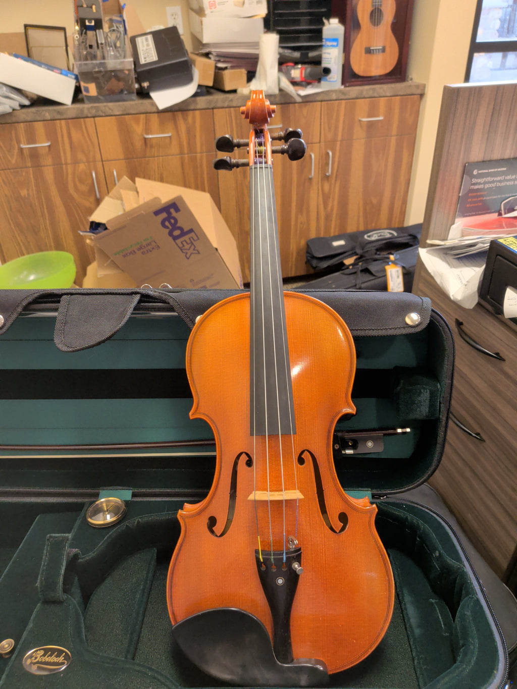 Franz Sandner 4/4 (Full-size) Professional Violin w/ beautiful Bobelock case (black on outside, green velvet inside