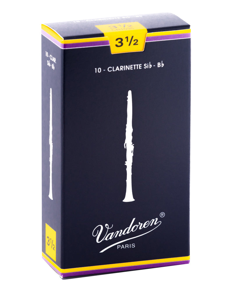 Vandoren Traditional B Flat Clarinet Reeds 3.5 strength box of 10